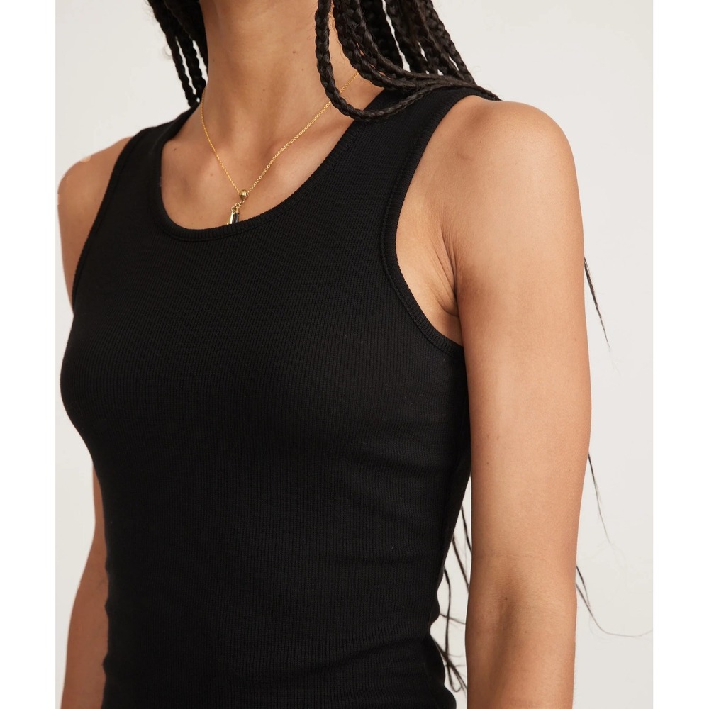Marine Layer Lexi Daytime Midi Dress Black Ribbed M - Picture 4 of 12